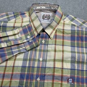 Cinch Button Shirt Mens Large Multi-Color Plaid Oxford Twill Western Cowboy